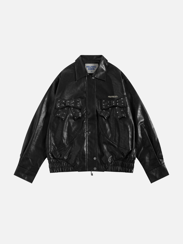 Aelfric Eden Rivet Bow Faux Leather Jacket