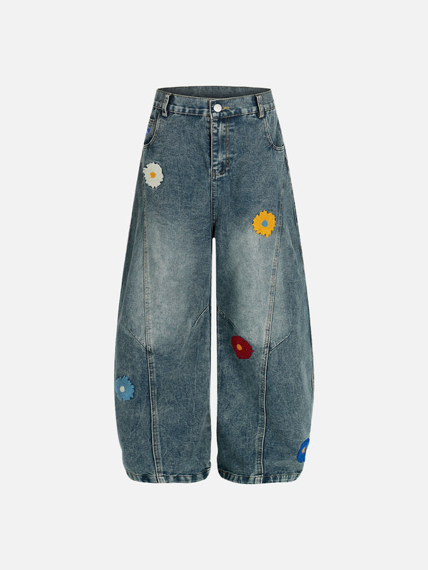 Aelfric Eden Floral Embroidery Baggy Barrel Jeans