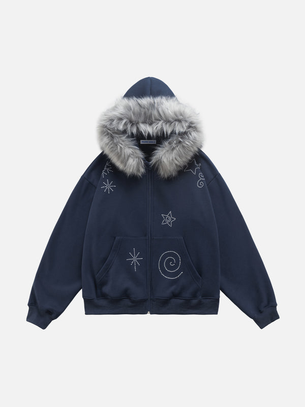 Aelfric Eden Faux Fur Colar Zip Up Hoodie