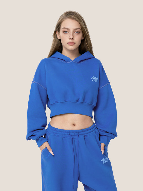 Cloud Essential Fleece Cropped Pullover Hoodie Set