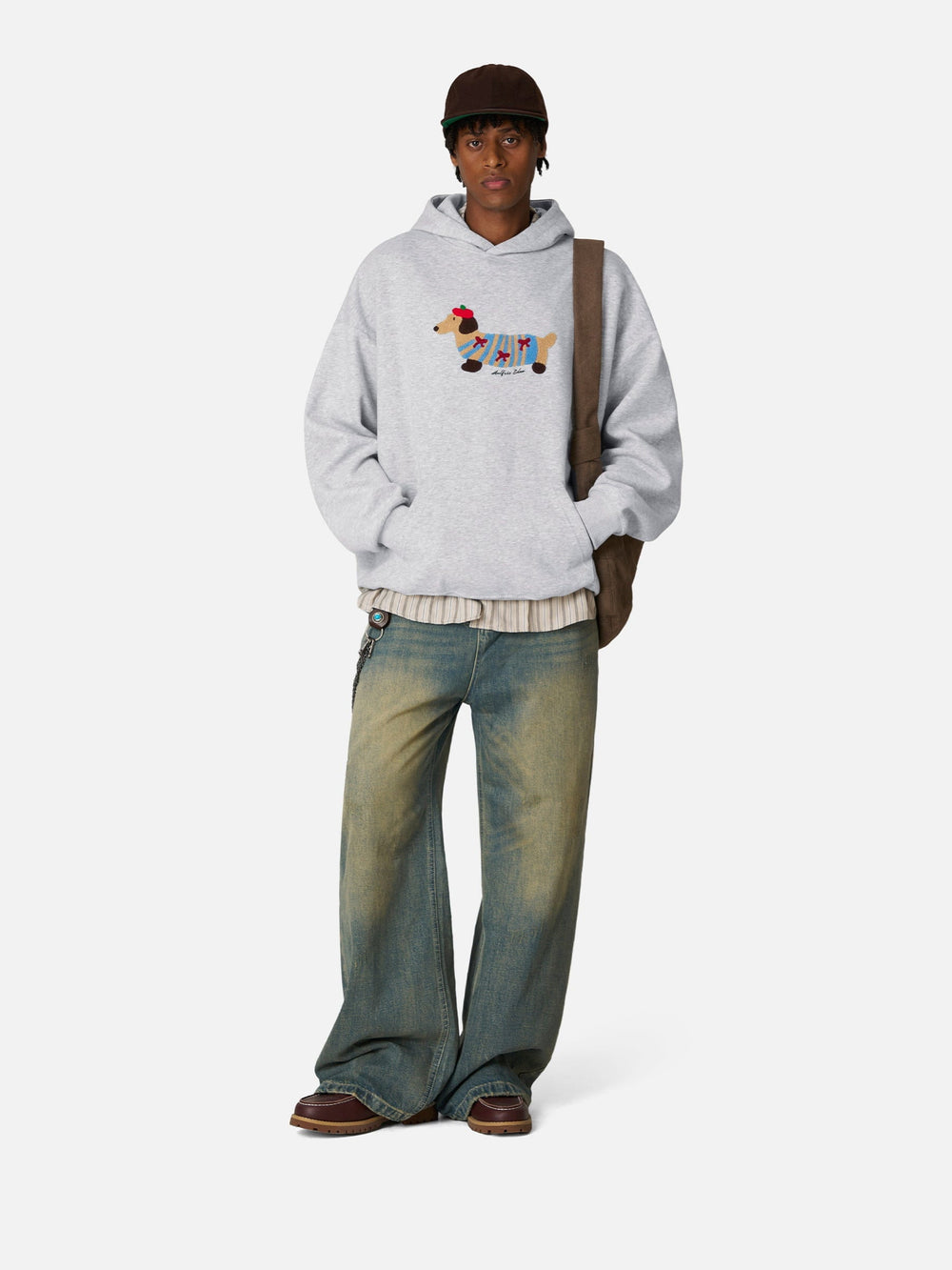 Aelfric Eden Cartoon Hond Hoodie Heren Oversized Capuchon Trui Lange Mouwen Sweatshirt Y2K Hoody met Capuchon Basic Vintage met Patroon Unisex Sport Bovenkleding Streetwear, grijs, M