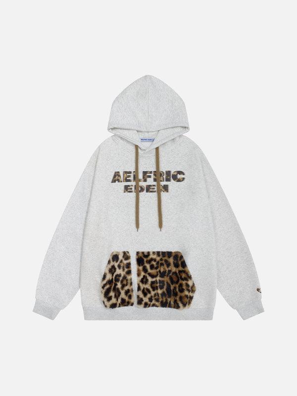 Aelfric Eden Leopard Print Patchwork Hoodie