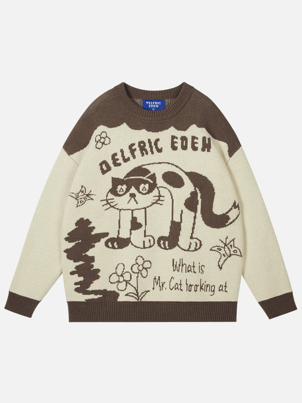 Aelfric Eden – Farbblockierendes Katzen-Sweatshirt