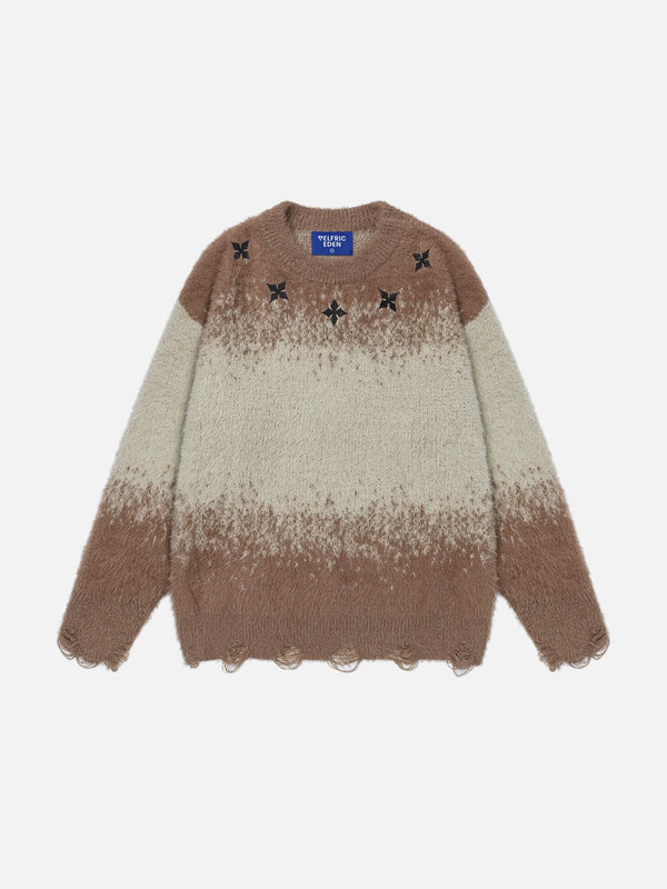 Aelfric Eden Vintage Gradient Distressed Sweater