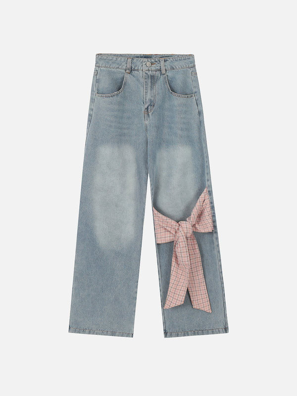 Aelfric Eden Plaid Bow Loose Jeans