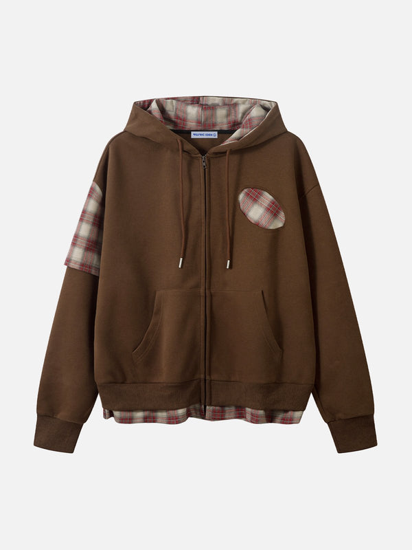 Aelfric Eden Irregular Plaid Patchwork Hoodie