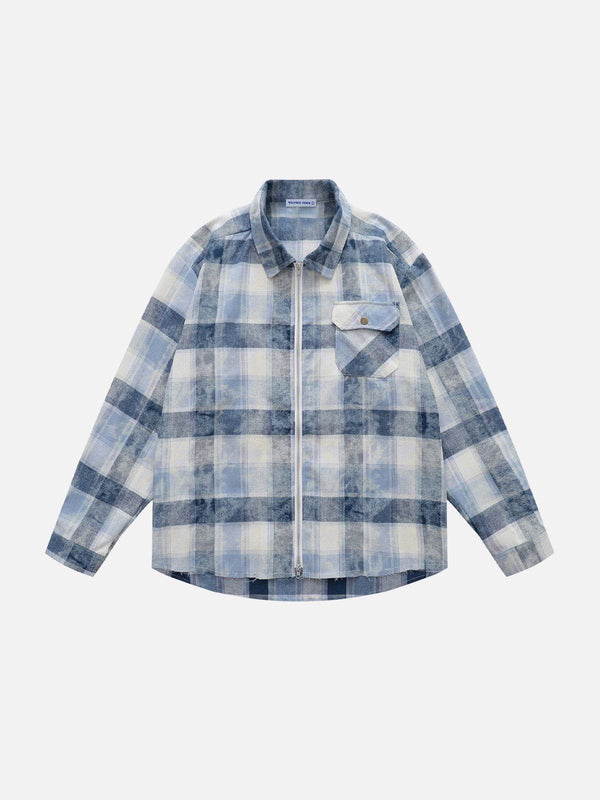 Aelfric Eden Plaid Zip Up Long Sleeve Shirt