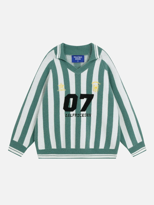 Aelfric Eden White Green Stripe Sweater