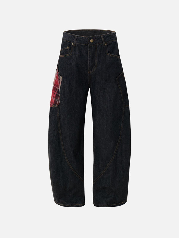 Aelfric Eden Plaid Pocket Barrel Loose Jeans