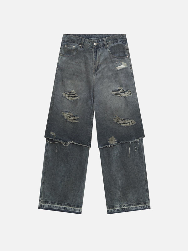 Aelfric – Eden – Zweilagige Baggy-Jeans im Distressed-Look