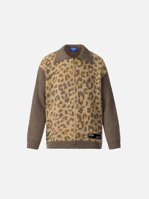 Aelfric Eden Leopard Print Zip Up Cardigan