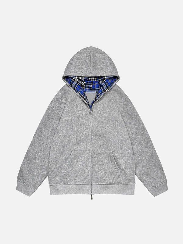 Aelfric Eden Plaid Double Layer Zip Up Hoodie