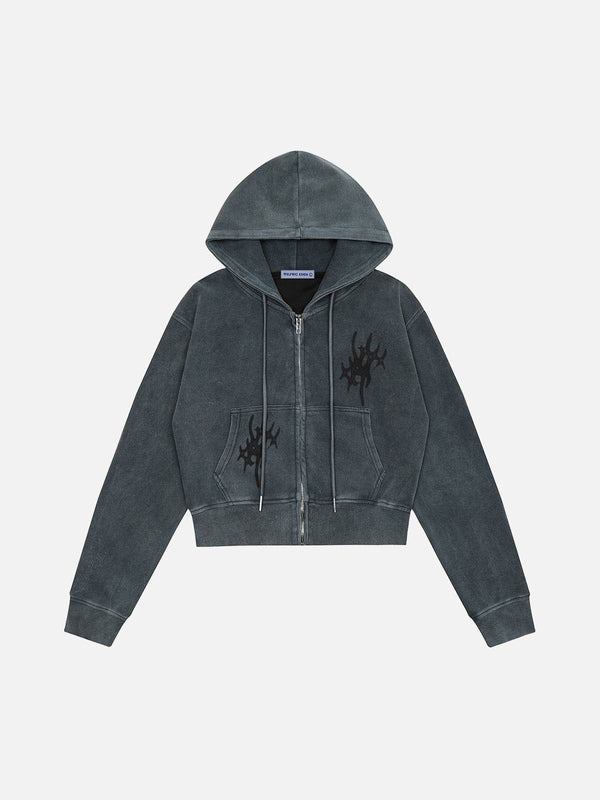 Aelfric Eden Washed Cropped Zip Up Hoodie