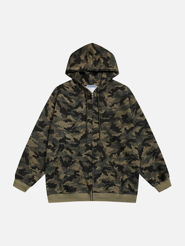 Aelfric Eden – Kapuzenpullover mit Camouflage-Muster und Reißverschluss