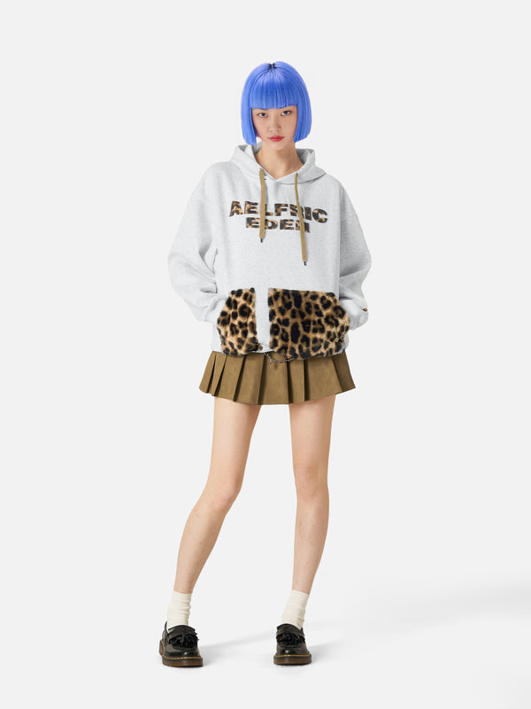 Aelfric Eden Leopard Print Patchwork Hoodie
