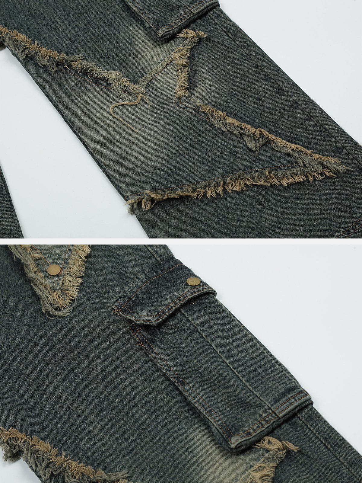 Aelfric Eden Denim-Jeans mit Distressed-Effekt und Patchwork-Sternmuster