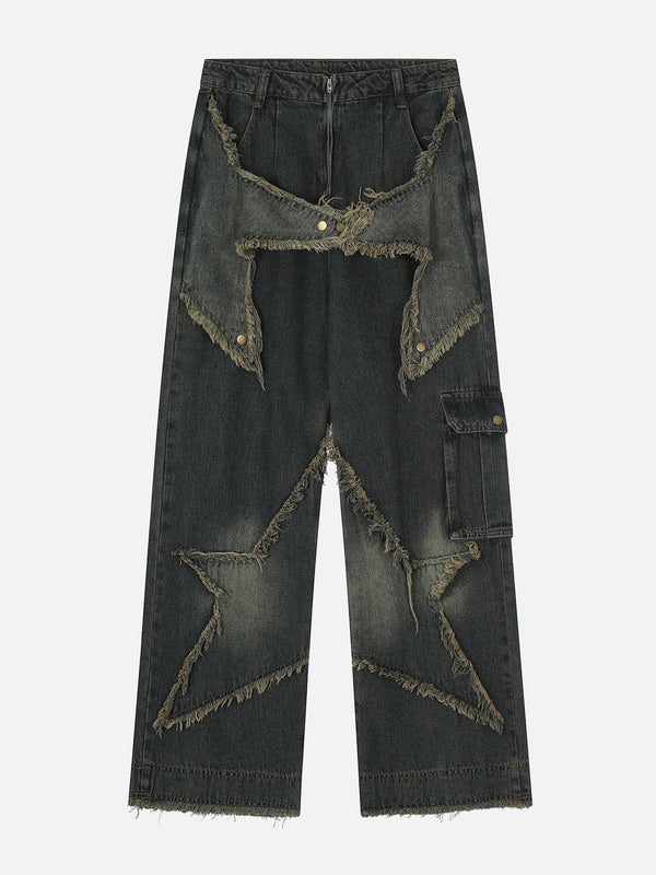 Aelfric Eden Denim-Jeans mit Distressed-Effekt und Patchwork-Sternmuster